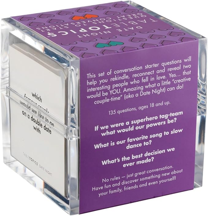 TableTopics Date Night Question Card Game – 135 Conversation Starter Cards for Romantic Evenings, Quality Time Together with No Distractions, Gift for Couples' Anniversaries