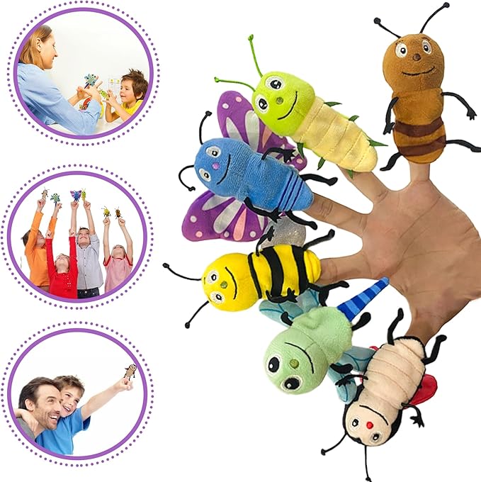 6pcs Insect Finger Puppet Set, Mini Hand Puppets Suitable for Kids, Cute Insect Animal for Role-Playing and Storytelling, Realistic Finger Puppet for Toddlers