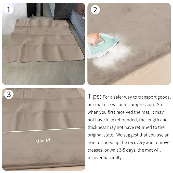 Baby Play Mat for Floor,1.3" Thick Elasti-Foam 50"×50" Playpen Mat for Tummy Time,Water Repellent Soft Coral Velvet for Toddler,Infant,Kids,Non-Slip Backing Safe for Crawling(Beige)