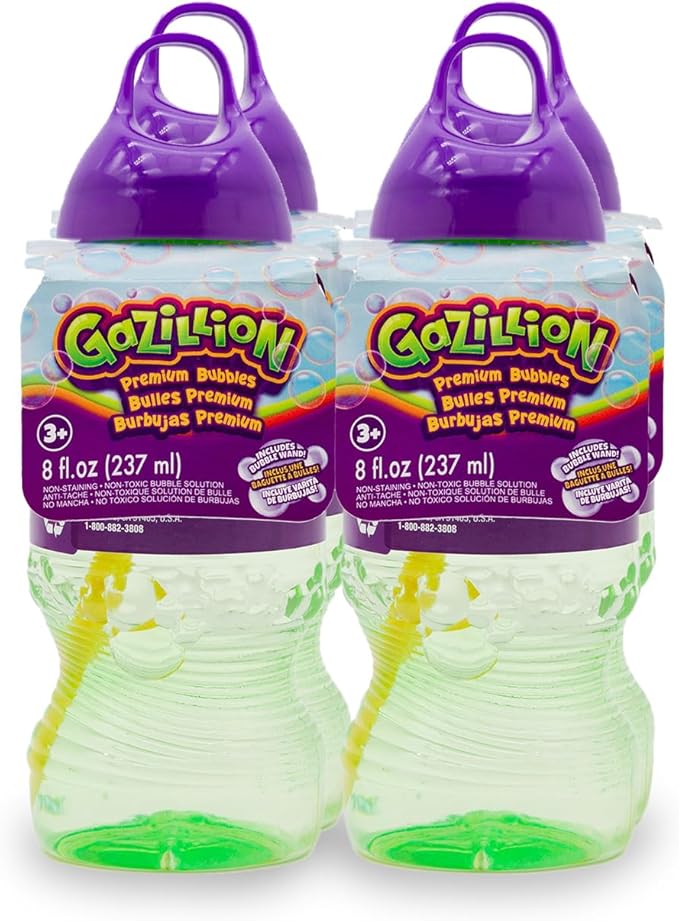 Gazillion 8 Ounce Bubble Solution 4 Pack - Great Bubbles for Kids, Great for Kids Parties, Non-Toxic & Safe