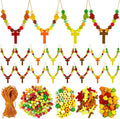 32 Pcs Fall Wood Cross Beads Necklace Crafts Kits- DIY Religious Fall Wooden Cross Beads Craft for Thanksgiving Christian Necklace Kit for Autumn Sunday School Classroom Crafts Supplies