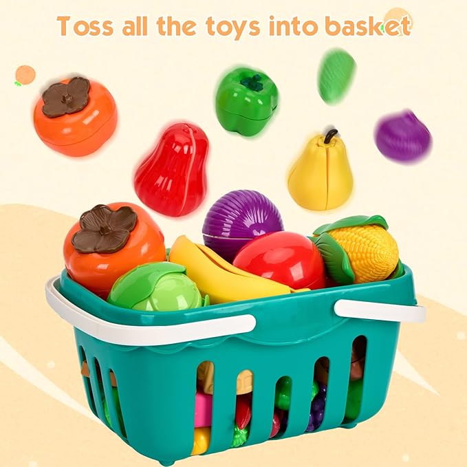 200Pcs Mini Play Kitchen Accessories for Kids, Pretend Cooking Playset with Cookware, Tableware & 2 Fruit Sets, Learning Gift for Girls, Boys, Toddlers, Yellow