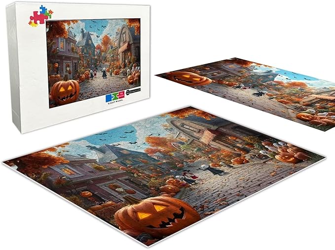 Pumpkin Town - Wooden Puzzle Adult 500 Pieces - Ideal Birthday Party Gift Puzzles