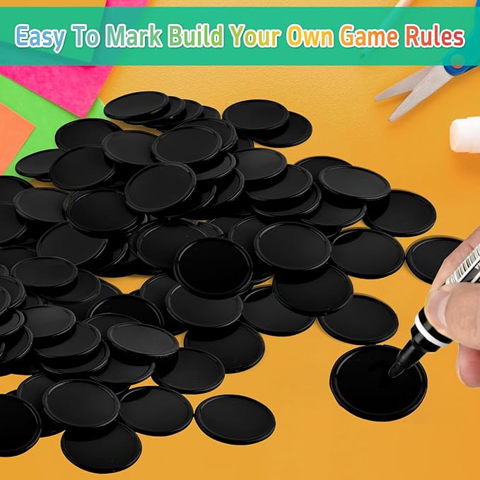 Coopay 600 Pieces Plastic Poker Chips Learning Counters Disks Bingo Chip Counting Discs Markers for Math Practice and Poker Card Game Tokens, Teaching Rewards, 38 mm/ 1.5 Inches (Black)