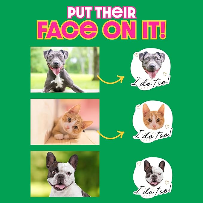 Big Dot of Happiness Custom Photo I Do Too - Pet Wedding Party Favors - Fun Face Temporary Tattoos - Set of 12