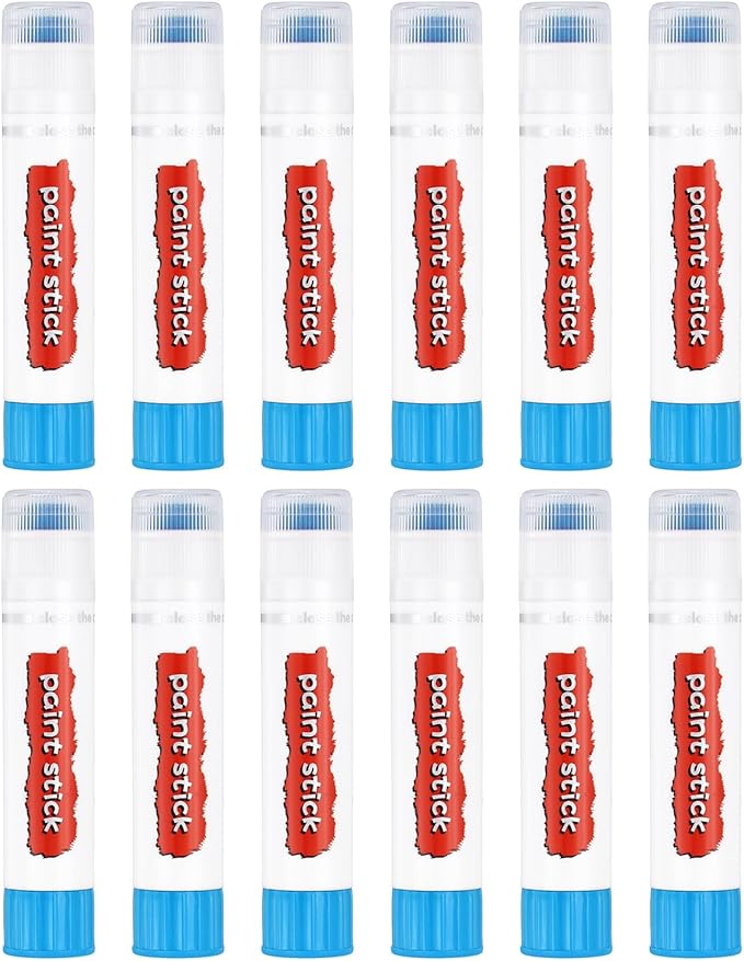 PATIKIL Tempera Paint Sticks, 12 Pcs Solid Tempera Paints Sticks Washable Bulk Markers Pen Quick Drying for Artists Beginners Art Supplies, Sky Blue
