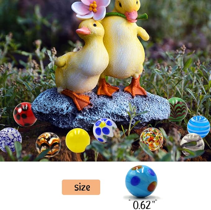42pcs Marbles for Kids Enthusiasts 0.63 inch Small Handmade Glass Decoration Bulk Set for Marble Games Toy Cool Colored Unique Marbles