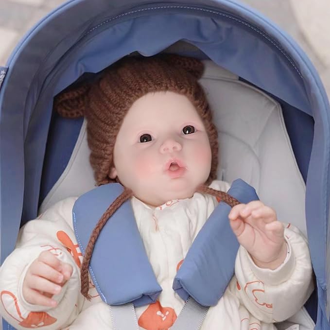 YIQI 18.5 inches Full Silicone Newborn Baby Doll not Vinyl Soft Silicone Baby Lifelike Reborn Doll Present Collectible Washable (Wheaten Color)