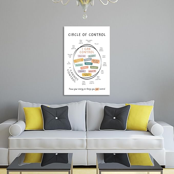 Circle Of Control Poster What I Can And Cannot Control Therapy Office Wall Art Kids Mental Health Poster Calm Down Corner School Decor 24x36in Framed
