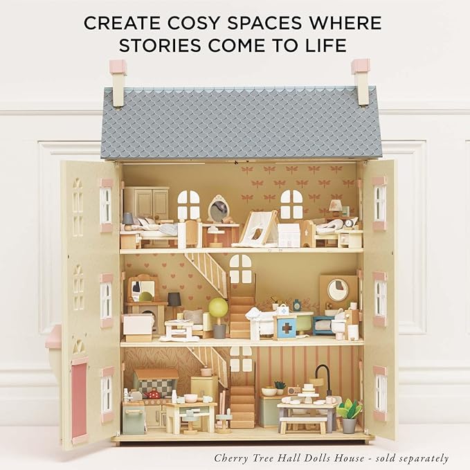 Le Toy Van - Wooden Daisylane Master Bedroom Dolls House | Accessories Play Set For Dolls Houses | Girls and Boys Dolls House Furniture Sets - Suitable For Ages 3+, ME057