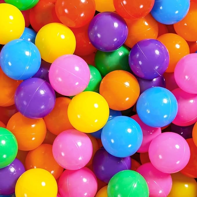 Ball Pit Balls Pack of 100 200 500 - Star and Round Set BPA Free Phthalate Free Non-Toxic Crush Proof Play Balls Soft Plastic Balls for Toddlers Baby Kids Birthday Pool Tent Party