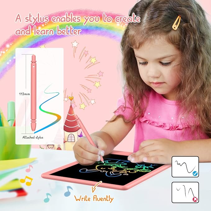 LCD Writing Tablet Doodle Board,12.5 inch Colorful Drawing Pad,Electronic Drawing Tablet, Drawing Pads,Travel Gifts for Kids Ages 3 4 5 6 7 8 Year Old Girls Boys (Pink)