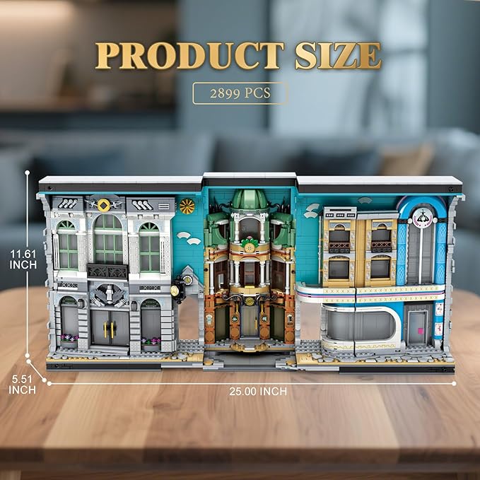 Reobrix Book Nook Building with Light, Streetscape BookNook Building Kit 66032 for Bookshelf&Home Decor, 2899 PCS Bookend Model Toy, Gift for Kids Adults Boys Girls Age 14+