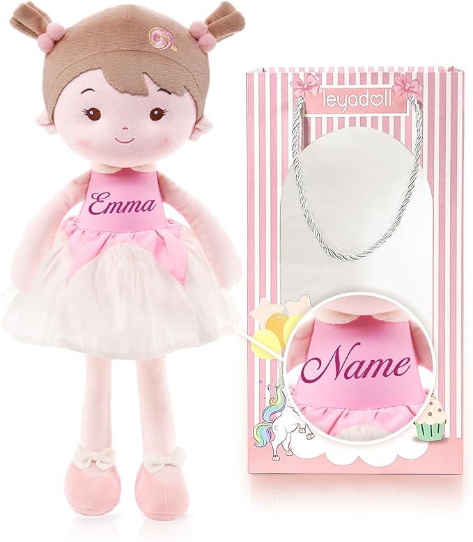 LeyaDoll Personalized Soft Baby Doll Toys (16''), My First Baby Rag Doll for 1 Year-Old Girl Birthday Gift, Christmas Plush Toys Gift for Toddler Kids Infants-Daydream-Daydream-Princess-Lolly