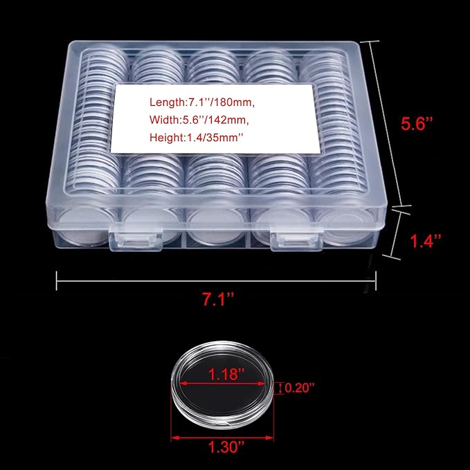 240 pcs 30mm Coin Capsules Coin Holders for Collectors, with Foam Gasket and Plastic Storage Organizer Box, 6 Sizes (17.9/19.1/21.2/24.3/26.5/30mm) Coin Case for Coin Collection Supplies (White)