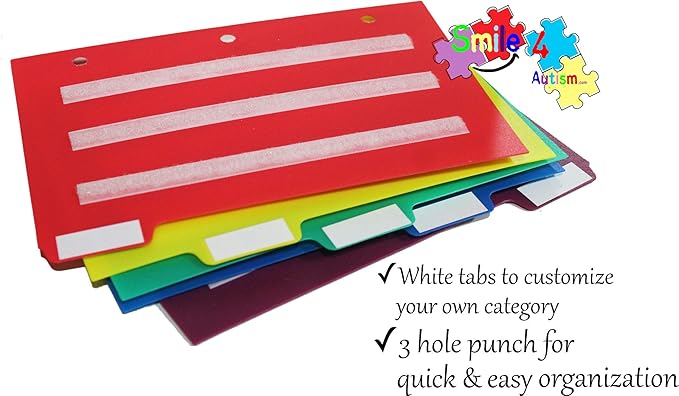 Smile4autism Small 5x8” Tools Perfect to Keep Your Loose Visual Picture Cards Organized. Autism, ABA, ADHD, Language & Apraxia Aspergers