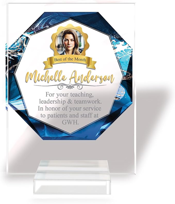 Custom Engraved Acrylic Employee Recognition Award – Personalized Appreciation Trophy for Corporate Excellence – Desk Display Plaque with Free Customization (Style #3)