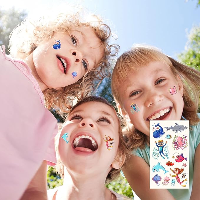 Waterproof Temporary Tattoos For Kids - 350 Pieces | Animals, Insects and Sea Animals | Temporary Tattoo Sheets for Boys | Party Favor for Goody Bags | Non-toxic、Skin-Safe*、Cosmetic-Grade