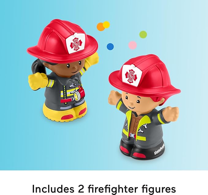 Fisher-Price Little People Toddler Toy Fire Truck Musical Push-Along Vehicle with 2 Figures for Pretend Play Ages 1+ Years