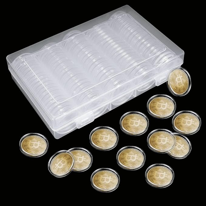300 PCS Coin Capsules 30mm Plastic Coin Storage Box, Assorted Sizes Coin Collection Supplies Clear Coin Storage Case, Round Silver Dollar Coin Holders with Foam Protect Gasket (17/20/25/27/30mm)