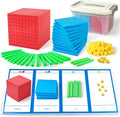 Math Manipulatives for Kids Aged 3+.Base Ten Blocks with Place Value Chart - Plastic Math Cubes to Help Educate Kindergarten Teachers.133 PCS