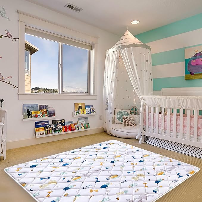 Premium Foam Baby Play Mat 79" X 55", Extra Large Soft Thicker Activity Playmats for Babies, Toddlers, Infants, Play & Tummy Time, Foldable & Machine Washable Baby Mat for Floor