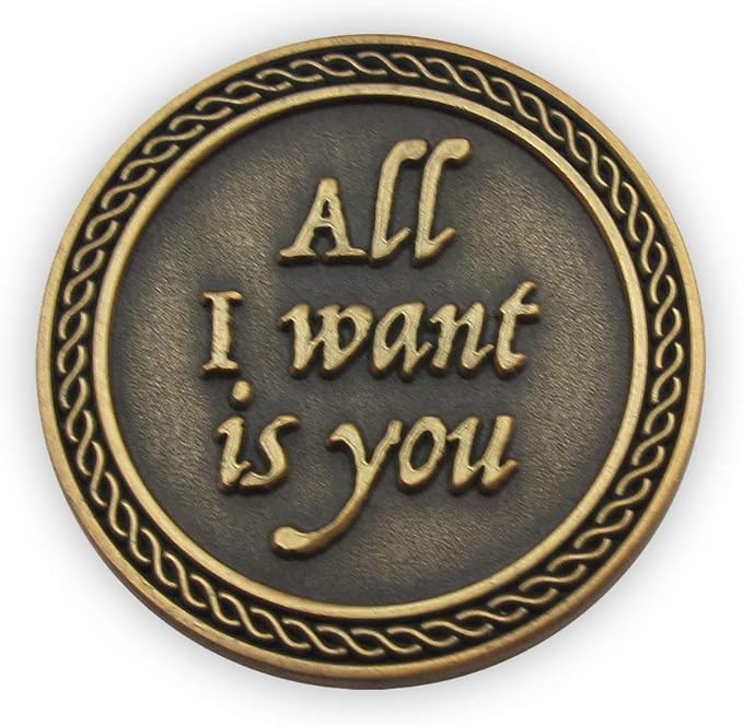 Romantic Love Expression Antique Gold Plated Pocket Coin for Date Night, You are My Love, All I Want is You, Love Gift for Men & Women, from Him or Her