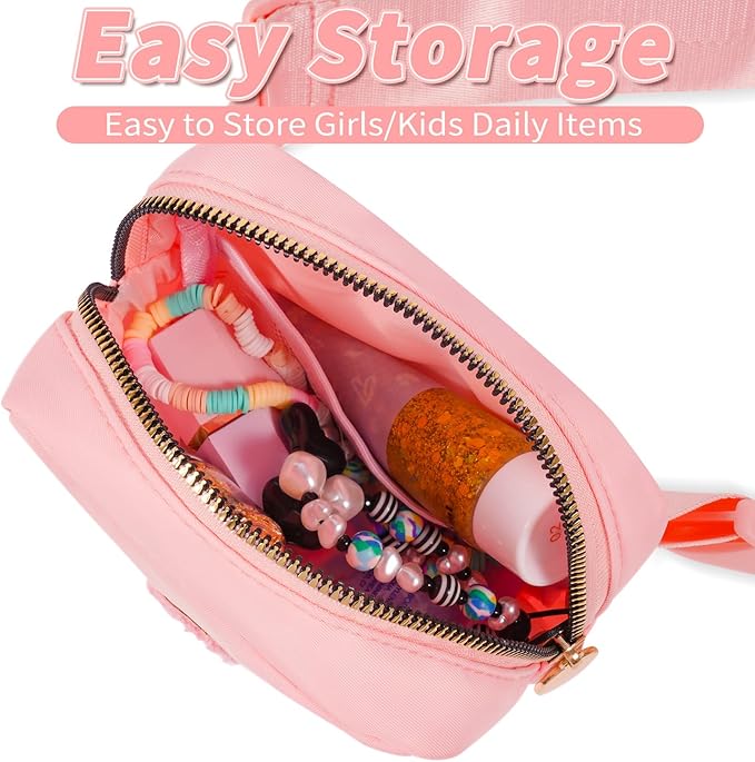 Mini Belt Bag Fanny Pack with Initials Letter Patch Small Crossbody Bags Cute Stuff Birthday Gifts for Teenager Girls Trendy Stuff for Teens - Initial T,Peach