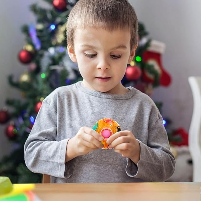 Vdealen Magic Rainbow Puzzle Ball, Fidget Ball Puzzle Brain Teaser Fidget Toy for Boys & Girls- Birthday Party Easter Valentines Christmas Stocking Stuffers for Kids Teen & Adults(Orange)
