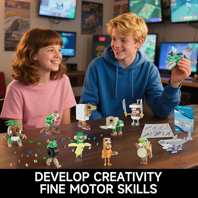 Italian Brainrot Action Figure Building Kit, Brainrot Toys, Creative STEM Construction Blocks, Collectible Desk Decor Gift for Adults & Teens 14+(BOMBARDIRO CROCODILO)