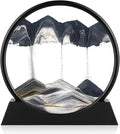 Moving Sand Art Picture - 3D Quicksand Painting Decor - Round Glass 3D Deep Sea Sandscape - Relaxing Home Decoration Desk Toys for Home Office Desk Mantle Bookshelf- (Black, 7 in)