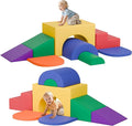 MU ‌Soft Climbing Toys for Toddlers, 7-Piece Baby Soft Foam Climbing Blocks, PU Leather Gym Climb and Crawl Activity Play Set, Indoor Climbing Toys for Kids and Children, Classic