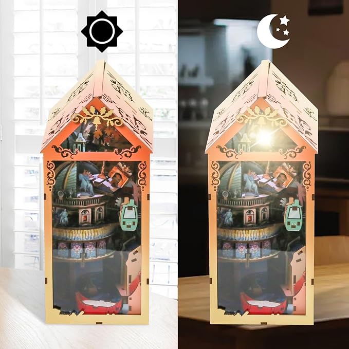 3D Denmark Book Nook Kit, Miniature Dollhouse Booknook Kit, Interactive Wooden Dollhouse kit, Bookshelf Decor Puzzle, Bookend Decor Kit for Adults and Teens