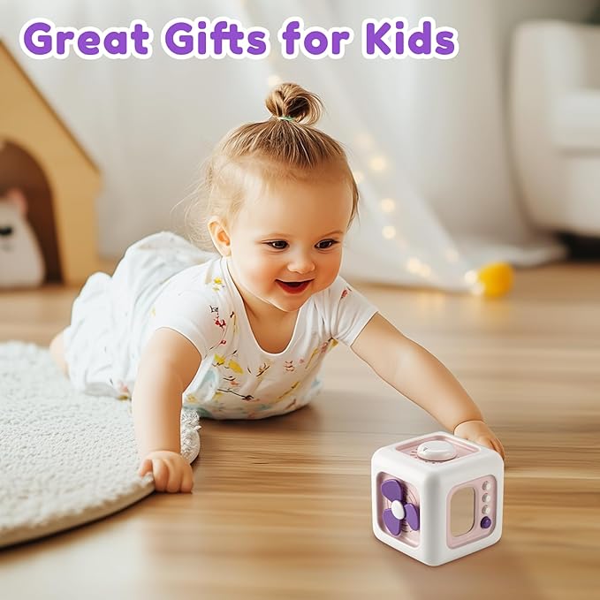 Busy Cube Toys for 1 Year Old Girl Gifts, Montessori for Baby Girl, Travel Sensory Toys for Toddlers 1-3, Learning Fine Motor Skills| 1st Birthday Girl Gifts 12 Months Stocking Stuffers