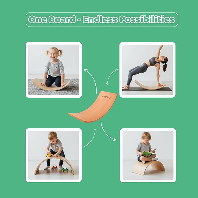Wooden Wobble Balance Board - 37'' Natural Wobble Board, Montessori Open-Ended Toy, Waldorf Learning & Core Strength Exercise
