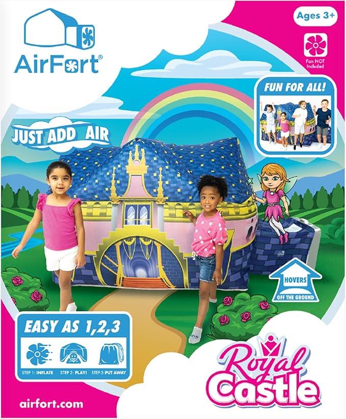 The Original Patented AirFort - Build A Fort in 30 Seconds, Inflatable Fort for Kids, Play Tent for 3-14 Years, A Playhouse Where Imagination Runs Wild, Fan not Included (Royal Castle)