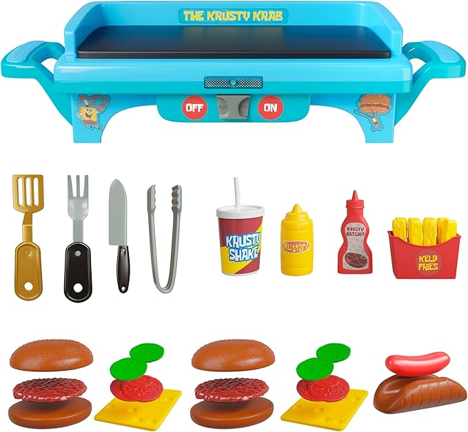 Spongebob Squarepants Kids Grill Playset - Toy Kitchen Sets with Cooking Toys, Kitchen Playset for Kids Ages 6-10, and Pretend Play Kitchen