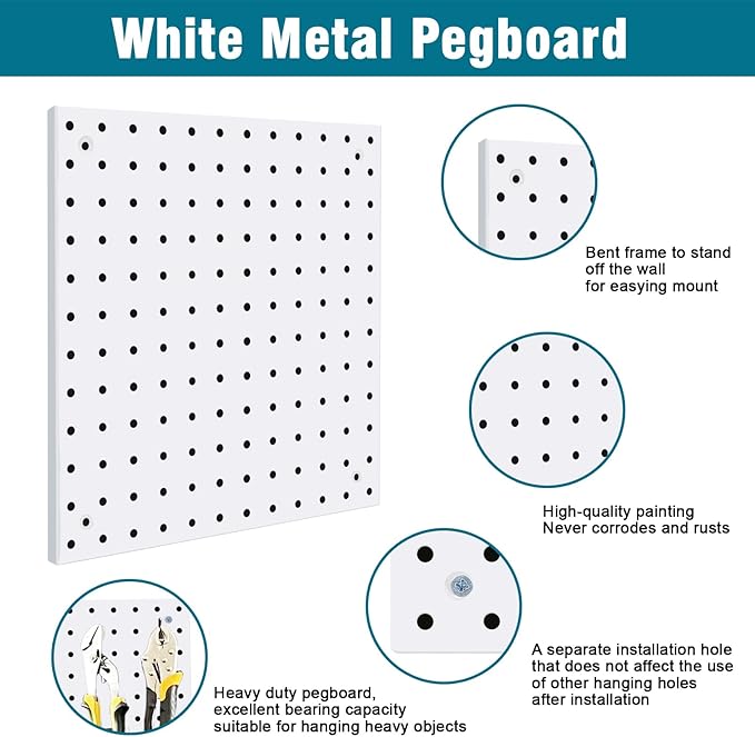 Peg Board Kit, Includes Pegboard and Accessories,with Hooks and Bins,Peg Board Wall Organizer for Office,Ornaments Display,Crafts Organization (66, White)