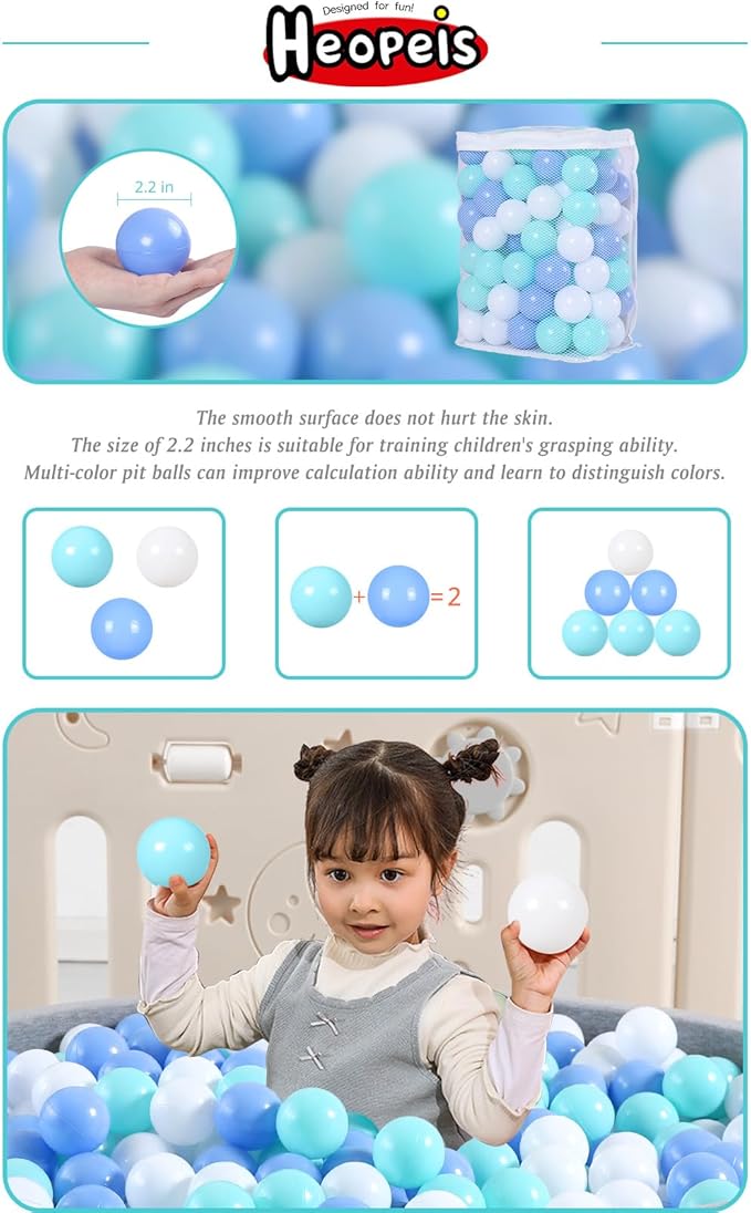 Ball Pit Balls Pack of 100 200 500 - Star and Round Set BPA Free Phthalate Free Non-Toxic Crush Proof Play Balls Soft Plastic Balls for Toddlers Baby Kids Birthday Pool Tent Party
