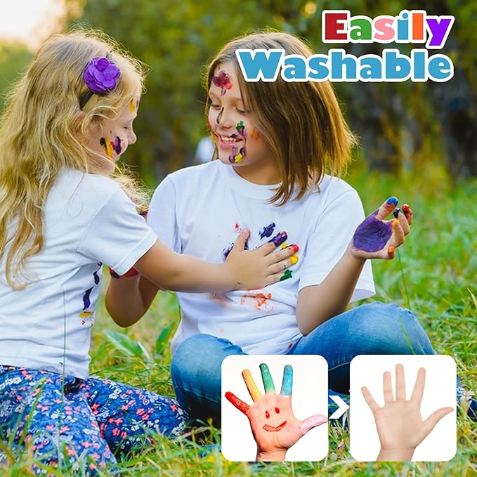 AROIC Non-Toxic Finger Paint Set for Kids & Toddlers-Vibrant Washable 8 Colors (60ml),Creative Art Gift for Boys Girls,Hand Painting Art Supplies for DIY Crafts & Early Education