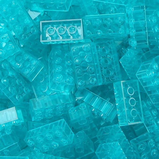 Feleph 100pcs 2x4 Bricks Trans-Light Blue Pieces Parts Building kit Creative Play Set Blocks Basic Toy Accessories Compatible with 3001 Major Brands