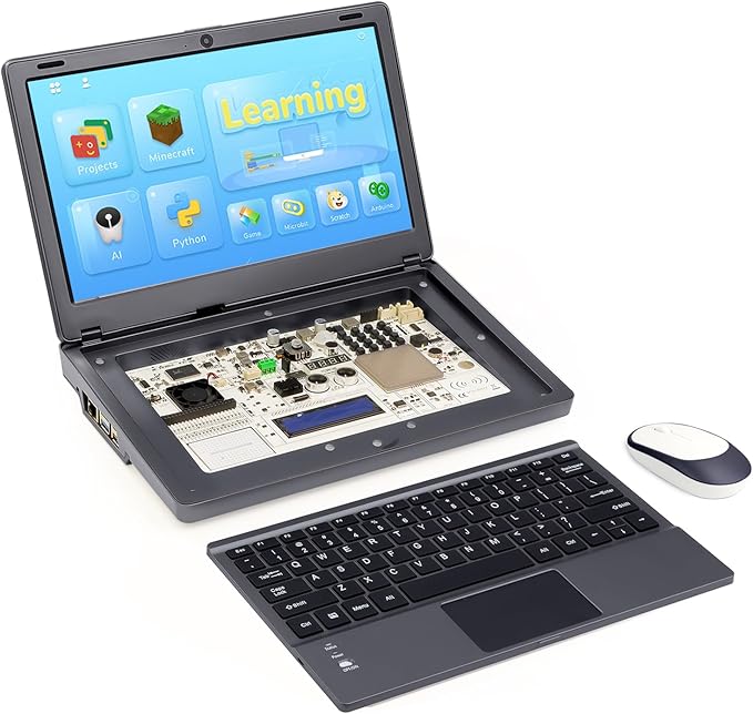 ELECROW CrowPi 2 All-in-one Kit Compatible for Raspberry Pi 4/5 Laptop, Without RPi 5 Board, Learning Programming Sensor Kit with 11.6 Inch IPS Screen for Professional Kids Adult (Basic Kit)