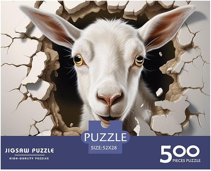 Sheep Adults Fun 500 Piece 3D Animal Thickened Wooden Jigsaw Puzzles Home Decoration Stress Relief Toy Toy Intellectual Game Education Game Challenge Educational 500pcs (52x38cm)
