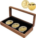 Walnut Wood Challenge Coin Display Case , Coin Box, 3 Slot Design, Compatible with Coins Measuring 17/20/25/27/30/35/40/46mm in Diameter and Less Than 3mm in Thickness