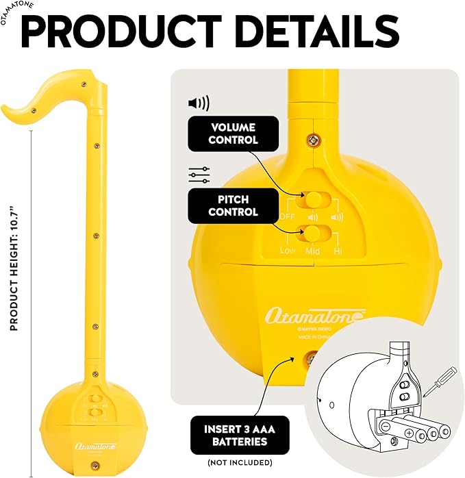 Otamatone Classic [English Edition] Yellow Japanese Electronic Musical Instrument Portable Synthesizer from Japan Maywa Denki for Children and Adults Gift