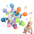 Baby Montessori Teething Toys for 0-6 6-12 Months Infant Teethers Sensory Toys for Babies 0 3 6 9 12 18 Months Learning Developmental Chew Rattle Toys Shower Gifts for 1 2 Year Old Girls Boys White