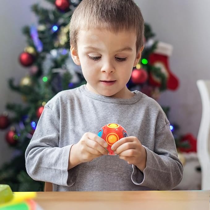 Vdealen Magic Rainbow Puzzle Ball, Fidget Ball Puzzle Brain Teaser Fidget Toy for Boys & Girls- Birthday Party Easter Valentines Christmas Stocking Stuffers for Kids Teen & Adults(Red)