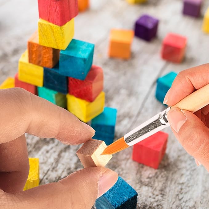 200 Pack 1 Inches Unfinished Wood Cubes Blocks - Natural Wooden Square Blocks Great for Crafts Making