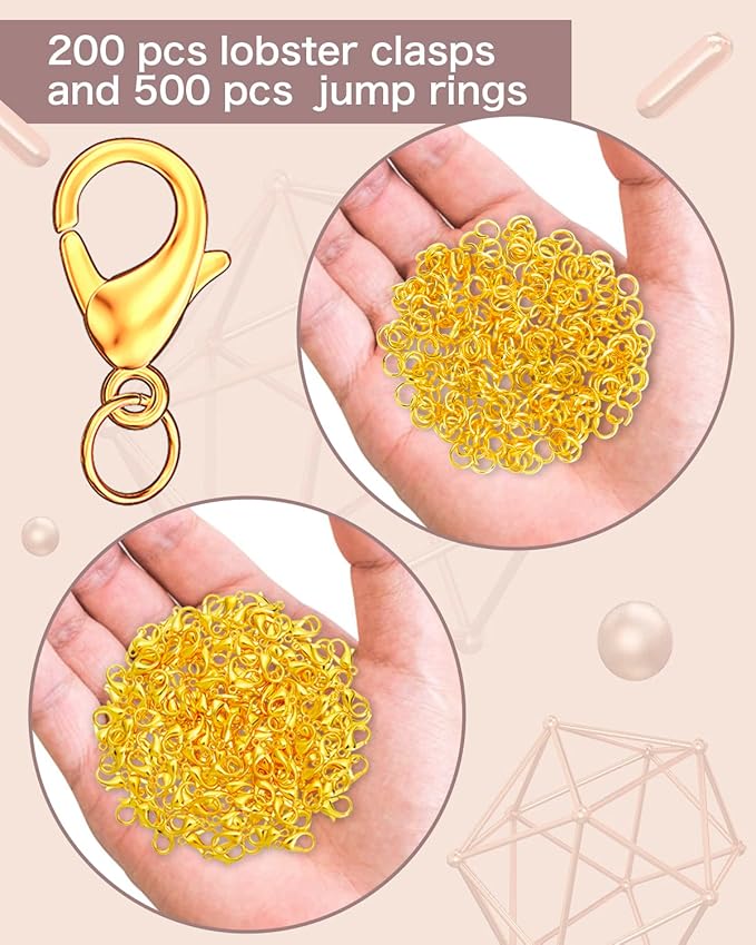OHINGLT 700 Pieces Lobster Claw Clasps and Open Jump Rings Set, Gold Plated Bracelet Necklace Clasp for Jewelry Making
