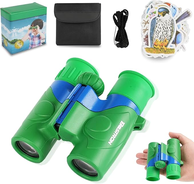 Binoculars for Kids,Compact and Portable 8x21 Kids Binoculars with Shoulder Strap, Storage Bag, 50 Birds Cartoon Stickers,Gift for 2-8 Years Boys and Girls,Suitable for Birdwatching, Camping